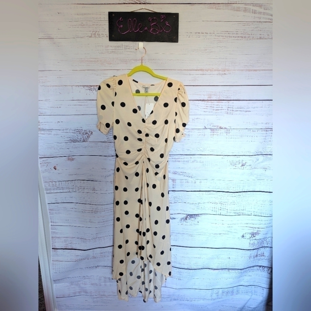 NWT A New Day Beige Dot High Low Dress S, L